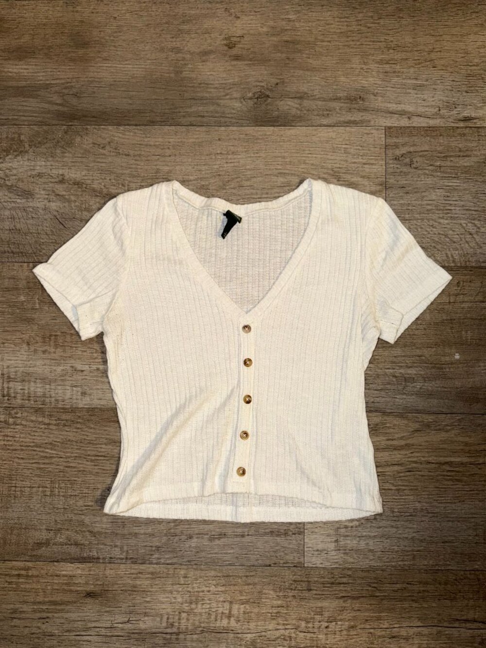 Wild Fable Ribbed Button Down Crop Top